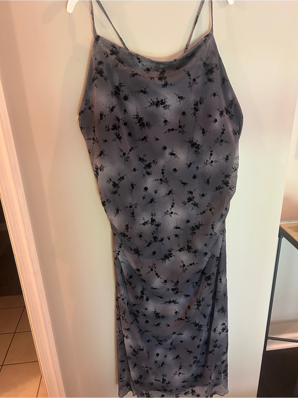 wild fable Charcoal Gray Floral Slip Midi Dress